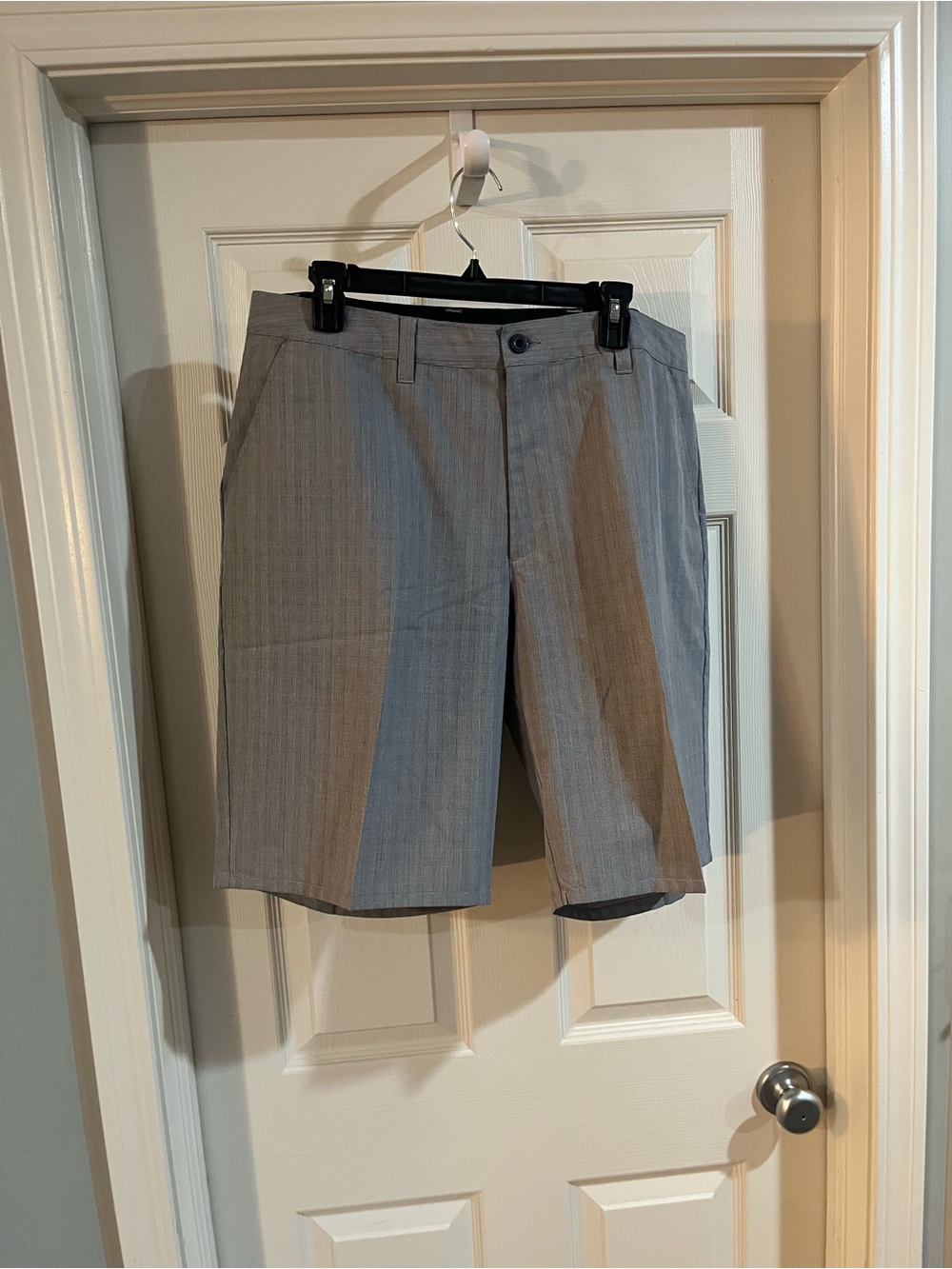 Travis Mathew Men's Gray Pinstripe Flat Front Shorts